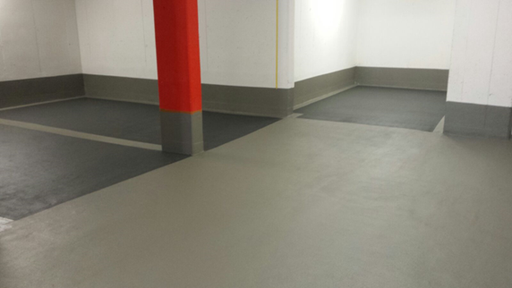 Flüssigkunststoffabdichtung einer Tiefgarage nach Sanierung