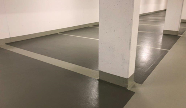 Flüssigkunststoffabdichtung einer Tiefgarage nach Sanierung