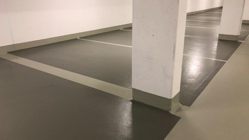 Flüssigkunststoffabdichtung einer Tiefgarage nach Sanierung