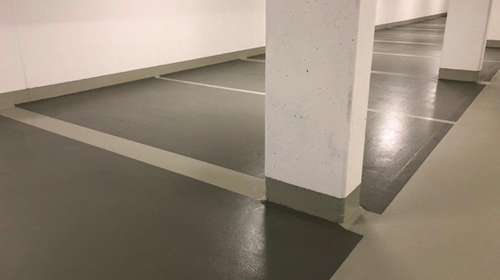 Flüssigkunststoffabdichtung einer Tiefgarage nach Sanierung