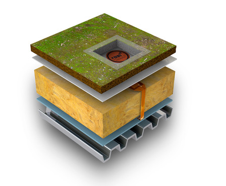 3D Modell einer Verbauung von Sensoren zur Dichtigkeitsprüfung im Dach.